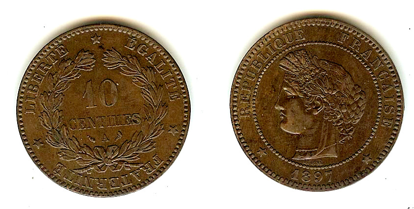 10 centimes Cérès 1897 Paris TTB++ à SUP